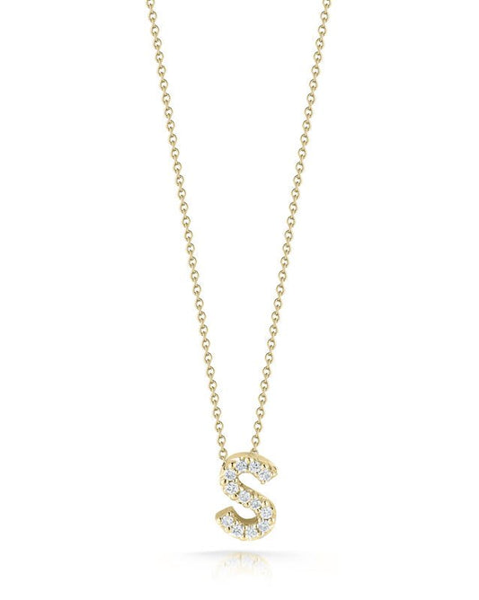 TINY TREASURES DIAMOND LOVE LETTER "S" NECKLACE