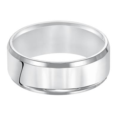 Bevel Edge High Polish Comfort Fit Wedding Band - 8mm