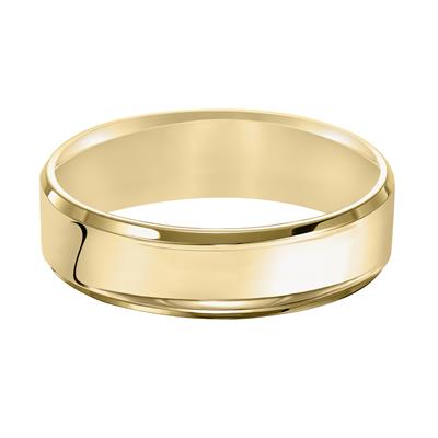 Bevel Edge Comfort Fit Wedding Band with Satin Center - 6mm
