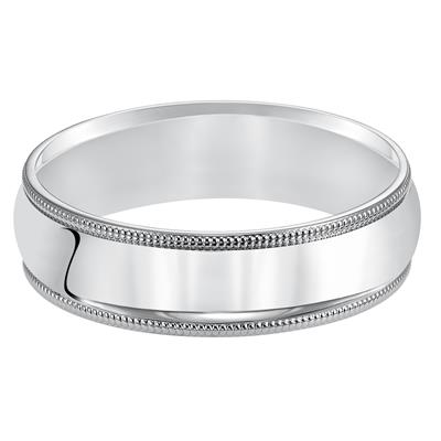 Milgrain Edge Low Dome Comfort Fit Wedding Band - 6mm