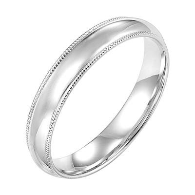Milgrain Edge Low Dome Comfort Fit Wedding Band - 4mm