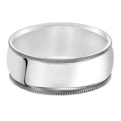 Milgrain Edge Low Dome Standard Fit Wedding Band - 8mm