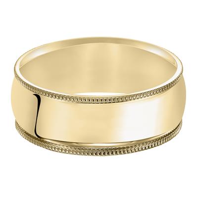 Milgrain Edge Low Dome Comfort Fit Wedding Band - 8mm