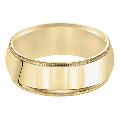 Heavy Dome Milgrain Wedding Band – 7mm, Size 5.75
