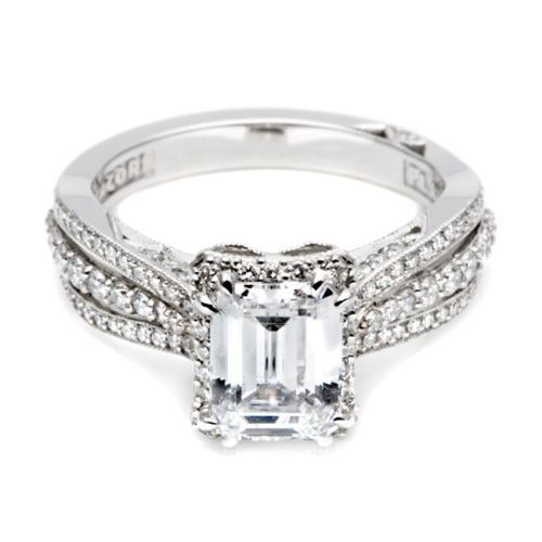 Tacori Vintage 18K White Gold Diamond Engagement Ring - 1.78ct Lab Created Radiant Cut Center