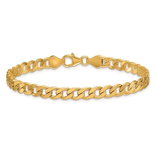 Diamond Cut Solid Flat Bold Link Bracelet - 5.70mm - 7.50"