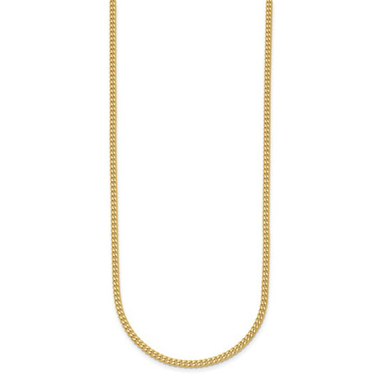 2.40mm Thin Cuban Link Necklace - 24" - Yellow Gold