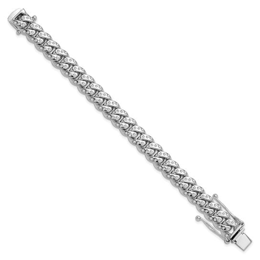 Miami Cuban Link Bracelet Flush Set with Diamonds - 9.25mm - White Gold