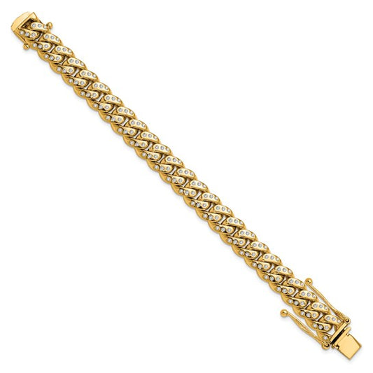 Miami Cuban Link Bracelet Flush Set with Diamonds - 9.25mm - Yellow Gold