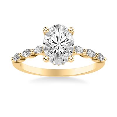 Jackson Jewelers Ultra Thin Marquise Band Diamond Engagement Ring with Oval Center – Size & Color Options