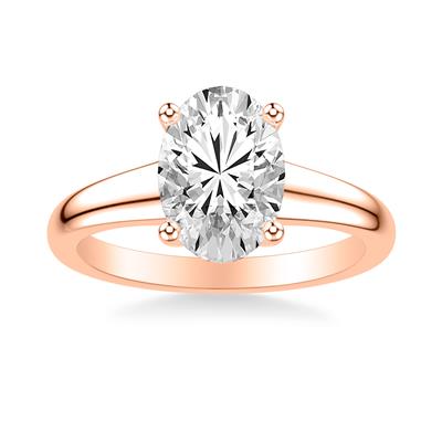 Jackson Jewelers 14K Graduated Band Solitaire Engagement Ring with Oval Center - Color Options
