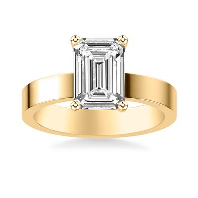 Jackson Jewelers 14K Cigar Band Style Solitaire Engagement Ring – Medium 3.50mm Band - Color Options
