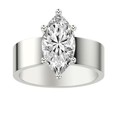 Jackson Jewelers 14K Cigar Band Style Solitaire Engagement Ring – Wide 6.50mm Band - Color Options