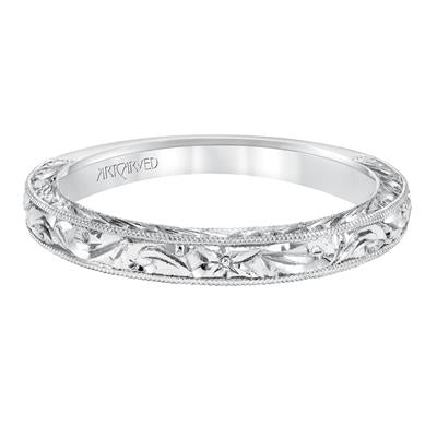 Vintage Engraved Solitaire Wedding Band