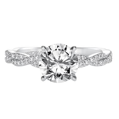 Contemporary Twist Diamond Engagement Ring with Overlapping Band