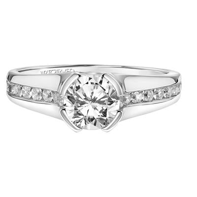 Contemporary Bezel Diamond Engagement Ring in Platinum – Size Options
