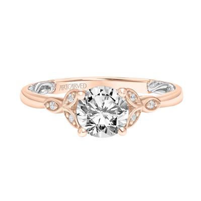 Lyric Collection Contemporary Floral Diamond Engagement Ring - Rose Gold