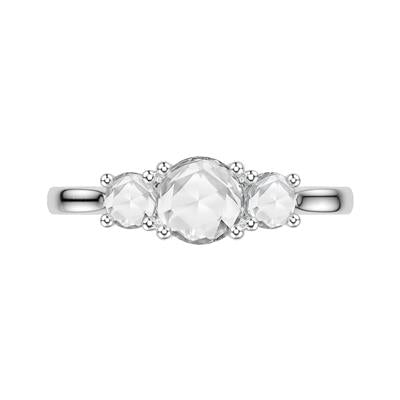 Classic Rosecut 3-Stone Diamond Ring - White Gold