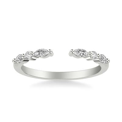 Alternating Marquise & Round Diamond Open Ring - Color Options