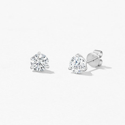 Hearts on Fire 3-Prong Stud Earrings in Platinum - Size Options