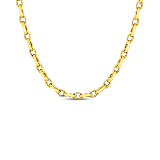 18K DESIGNER GOLD ALMOND LINK 17 INCH CHAIN
