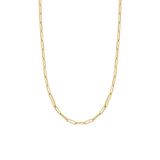 18K YELLOW GOLD DESIGNER GOLD ALTERNATING SIZE PAPERCLIP LINK NECKLACE - 22"