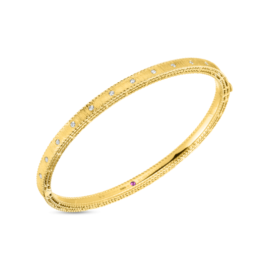 18K GOLD PRINCESS DIAMOND SATIN BANGLE