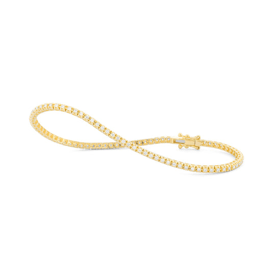 Thin Diamond Stackable Tennis Bracelet in Yellow Gold - .70ct