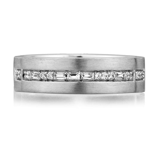 Baguette & Round Diamond Wedding Band