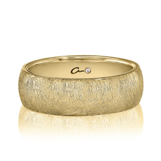 A.Jaffe Heavy Scratched Finish Low Dome Men's Wedding Band - 6mm