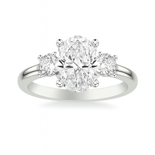 Jackson Jewelers Private Label Three-Stone Engagement Ring Set with 3.27ct Oval Lab Diamond