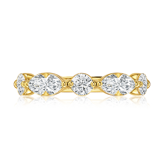 A.Jaffe Scalloped Alternating Diamond Band – Marquise & Round, 1.11ct