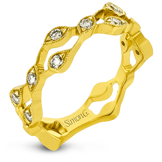 Yellow Gold Diamond Milgrain Freeform Band