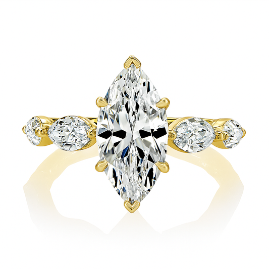 A.Jaffe Bold Marquise Diamond Band with Marquise Center - Color and Center Options