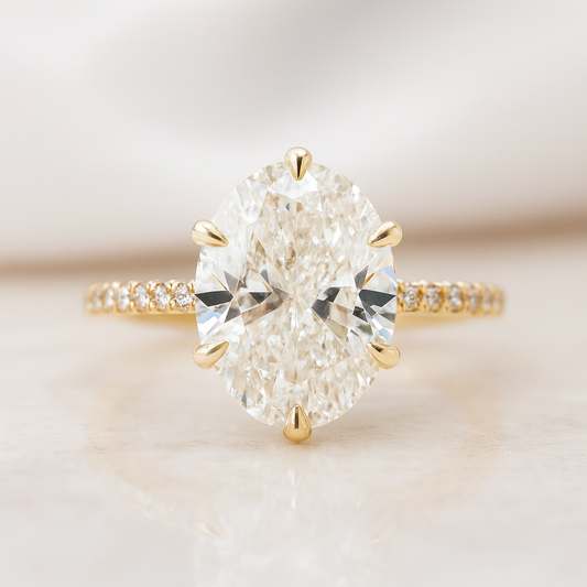 Jackson Jewelers Thin Diamond Band Engagement with 5.13ct Oval Natural Center - Yellow Gold