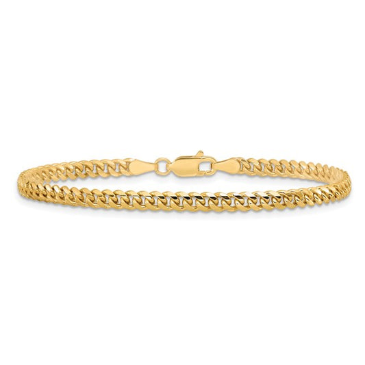 3.50mm Solid Cuban Link Bracelet - Yellow Gold - 8"