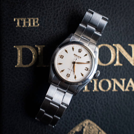 VINTAGE ROLEX OYSTER PRECISON 34 MM WATCH - CIRCA 1950'S WITH RARE "BIG LOGO" CLASP - SOLD