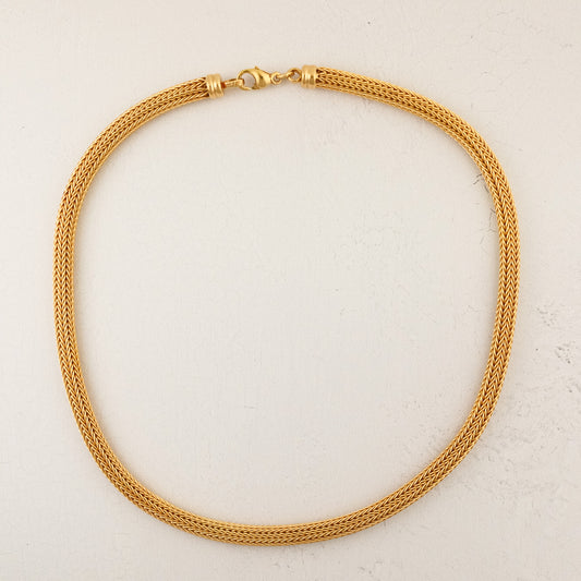 Estate 18K Yellow Gold Foxtail Wheat Choker Chain- German-Made - 16"/ 5.60mm