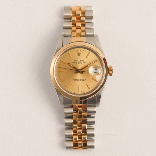 Rolex 34mm Date Model #15003 - Stainless Steel & 18K Yellow Gold - Circa 1984