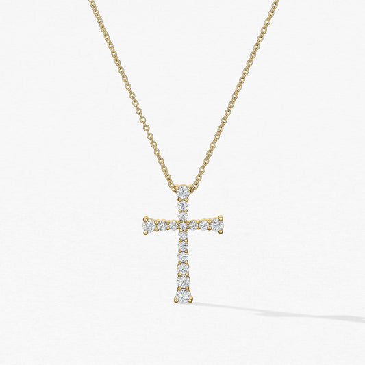 Divine Journey Cross Pendant in Yellow Gold - 1.15ct
