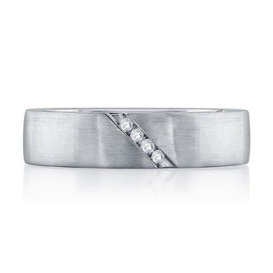 Contemporary Diagonal Diamond Wedding Band