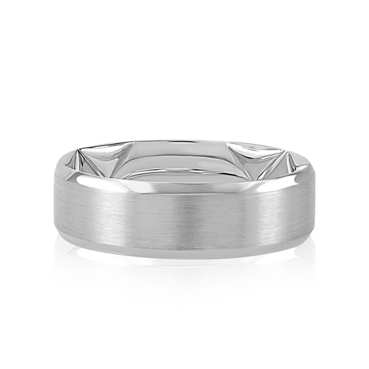 A.Jaffe Classic Men’s Wedding Band with Satin Top & High Polish Beveled Edge - 7mm - Color Options