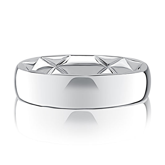A.Jaffe Classic High-Polish Low Dome Quilted Fit Band - 7mm