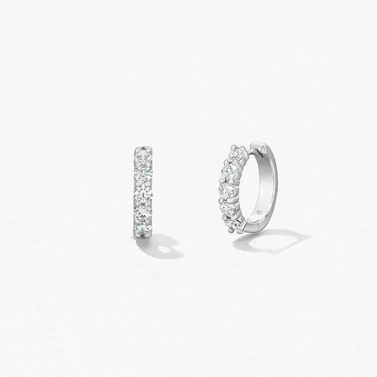 Medium Mini Hoop Earrings - White Gold