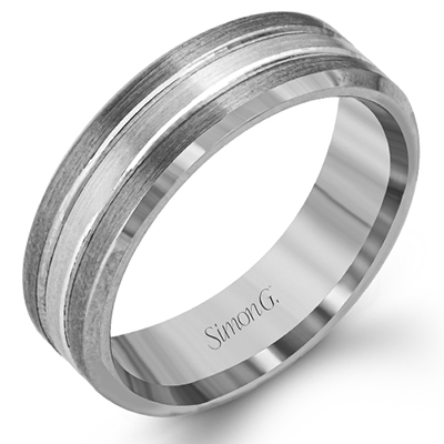 7mm Brushed Platinum Wedding Band – Beveled Edge, Modern Channel Design
