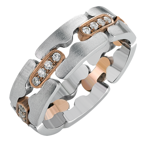Simon G. Puzzle Design Ring in White & Rose Gold – 7.10mm