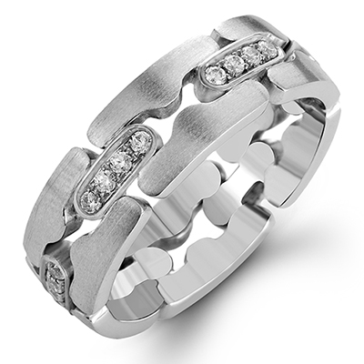 Simon G. Platinum Puzzle-Style Men's Diamond Band - 7.10mm