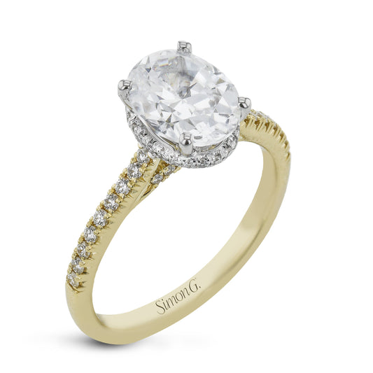 Ultra Thin Diamond Band with Hidden Halo Engagement Ring - Oval Cut - Gold Options