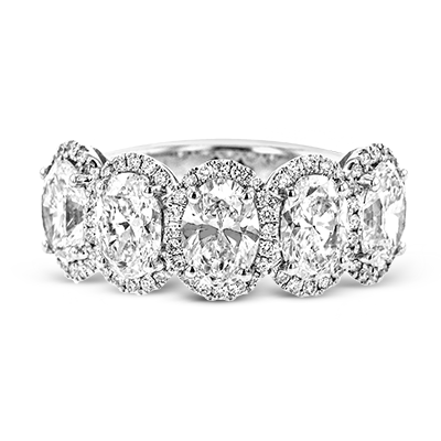 Oval Halo Five Stone Anniversary Ring