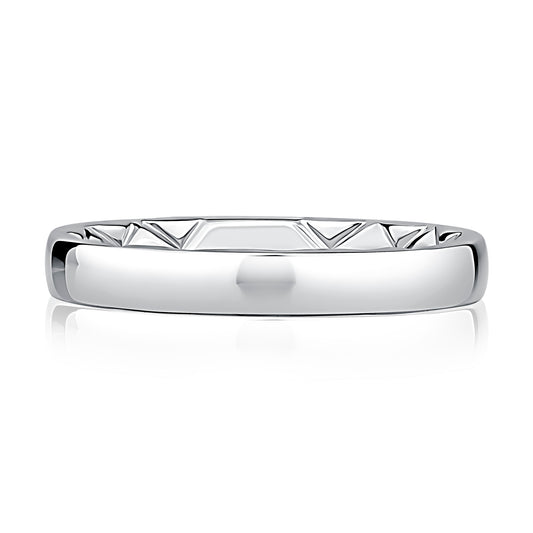 Classic Low Dome Quilted Fit Band in Platinum - 3mm